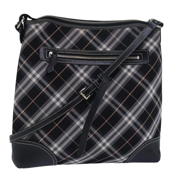 Burberry Nova Check Blue Label Shoulder Bag Nylon Black Auth 80167