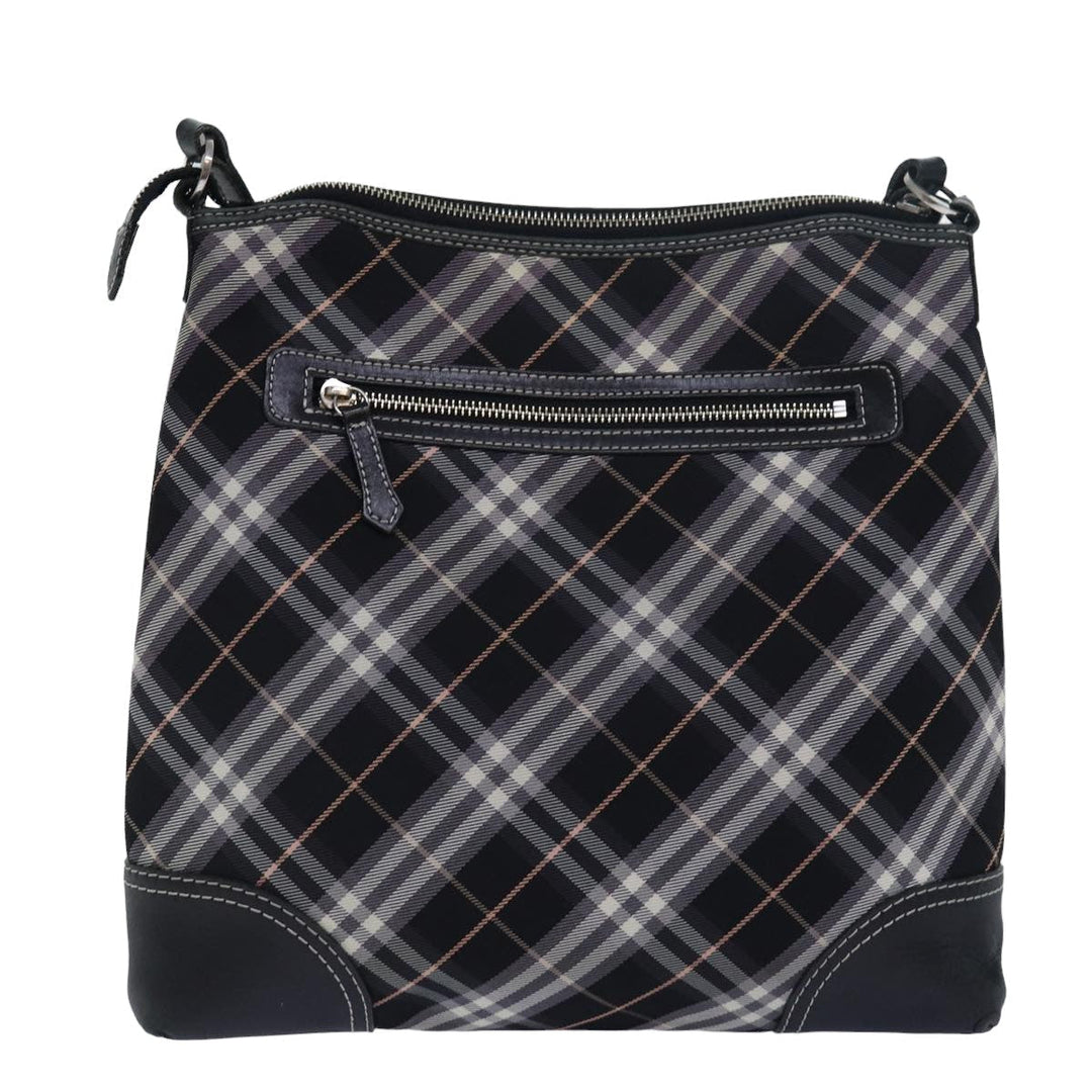 Burberry Nova Check Blue Label Shoulder Bag Nylon Black Auth 80167