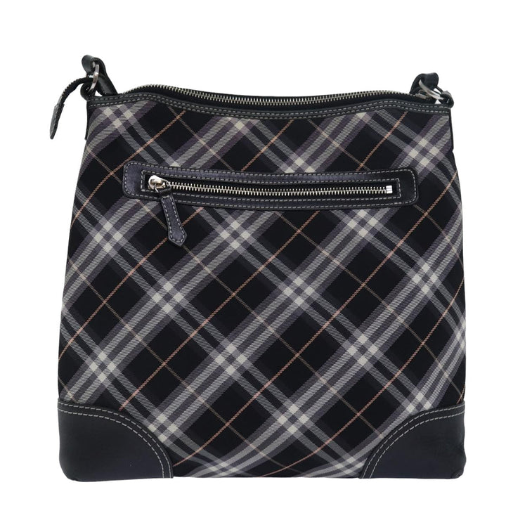 Burberry Nova Check Blue Label Shoulder Bag Nylon Black Auth 80167