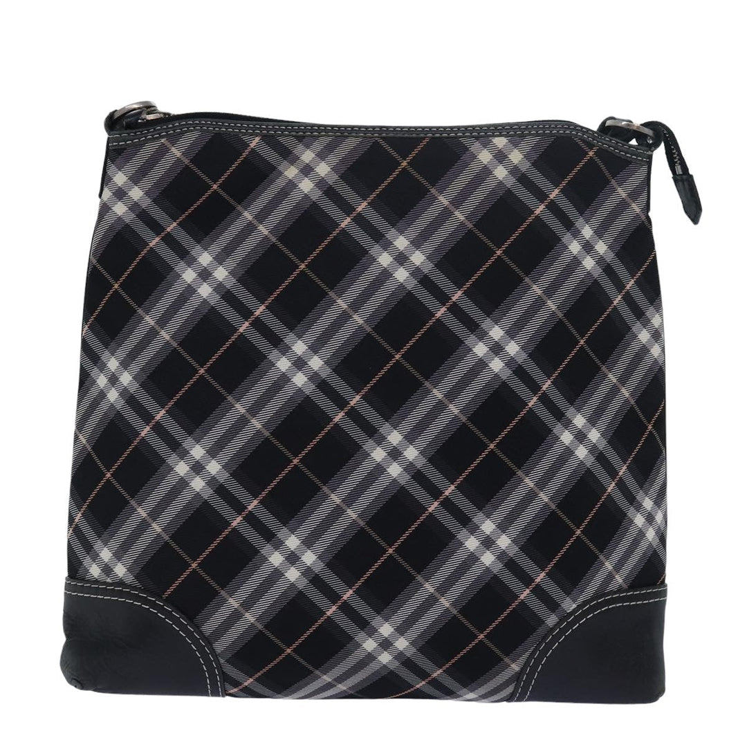 Burberry Nova Check Blue Label Shoulder Bag Nylon Black Auth 80167