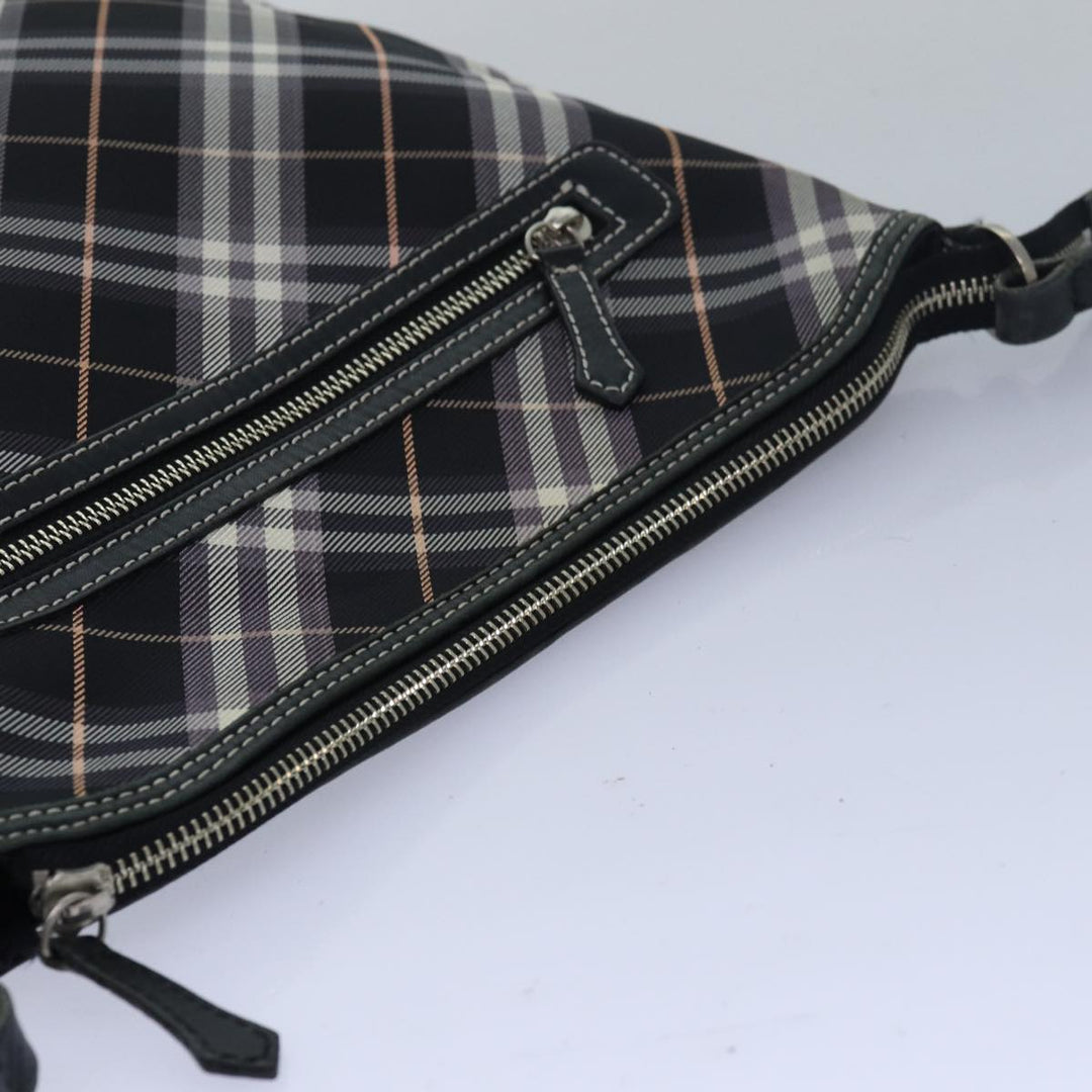 Burberry Nova Check Blue Label Shoulder Bag Nylon Black Auth 80167