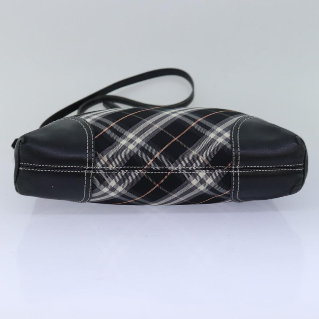 Burberry Nova Check Blue Label Shoulder Bag Nylon Black Auth 80167