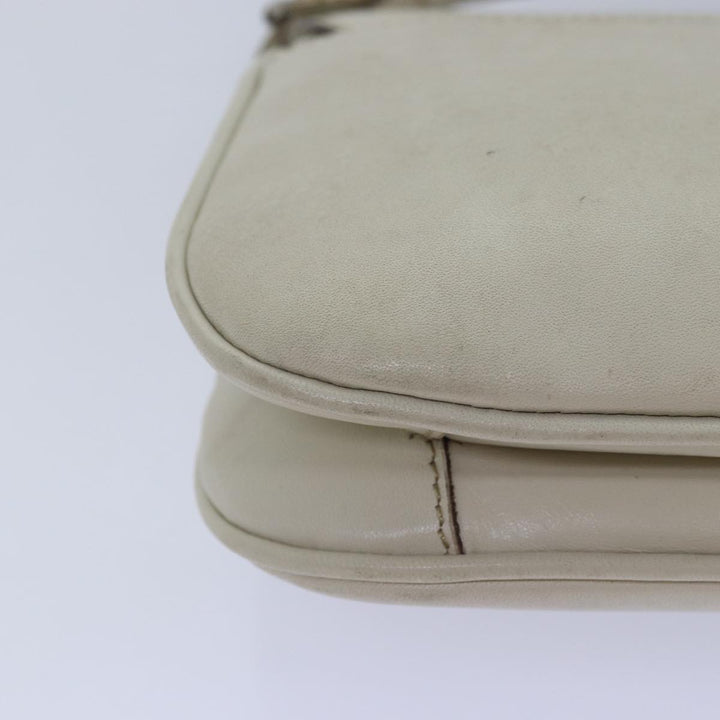 Celine Shoulder Bag Leather White Auth 80169