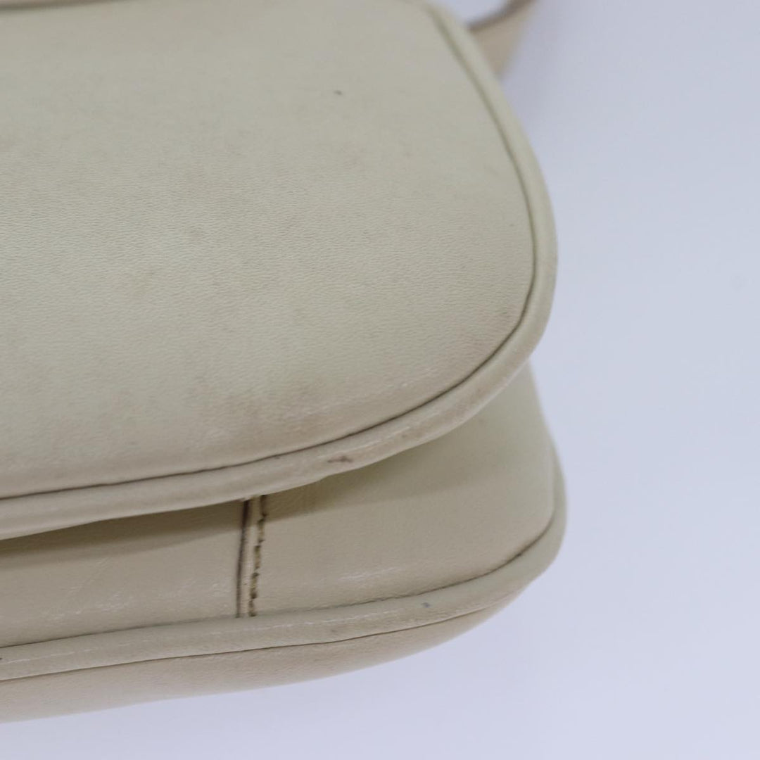 Celine Shoulder Bag Leather White Auth 80169