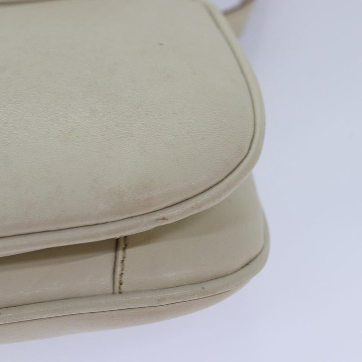 Celine Shoulder Bag Leather White Auth 80169