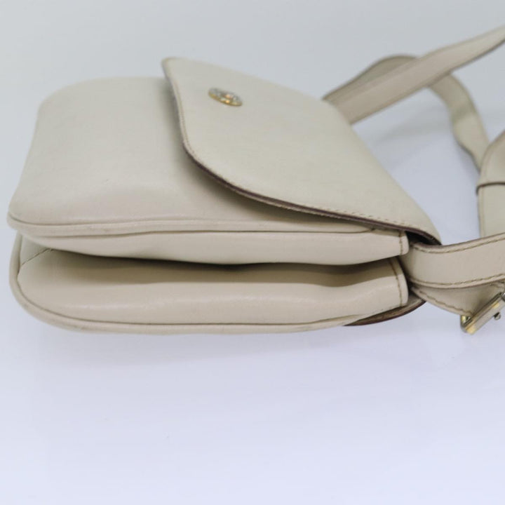 Celine Shoulder Bag Leather White Auth 80169