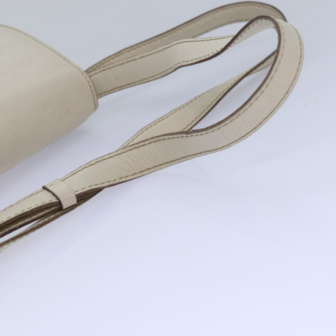 Celine Shoulder Bag Leather White Auth 80169