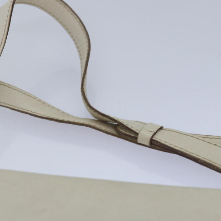 Celine Shoulder Bag Leather White Auth 80169