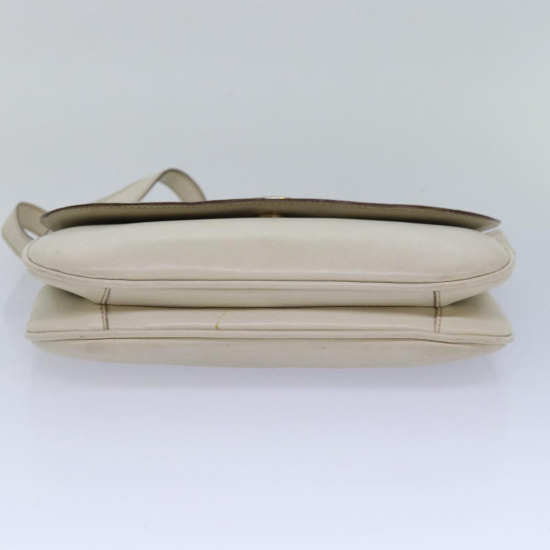 Celine Shoulder Bag Leather White Auth 80169
