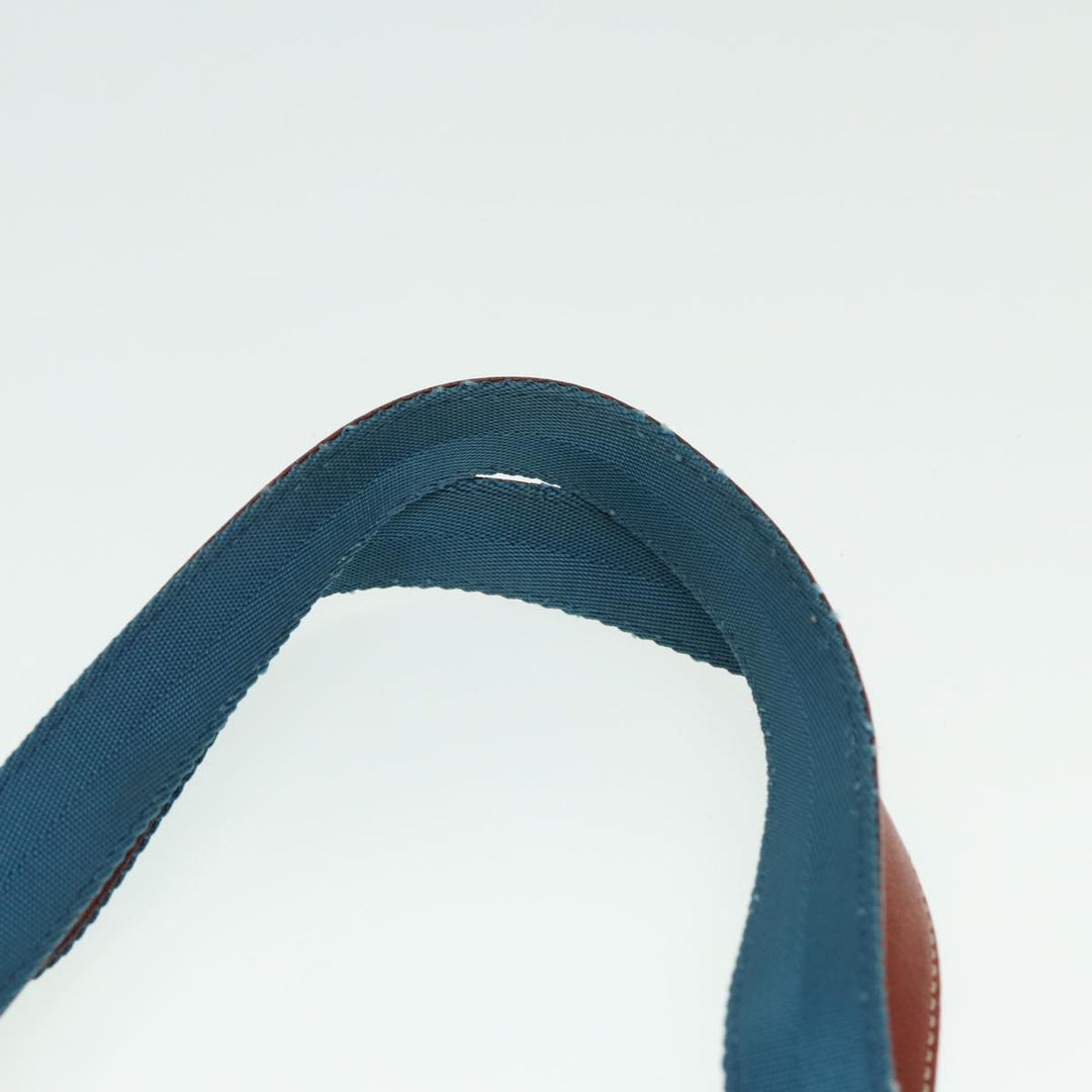 Celine C saluki Hand Bag Coated Canvas Gray Brown blue Auth 80171