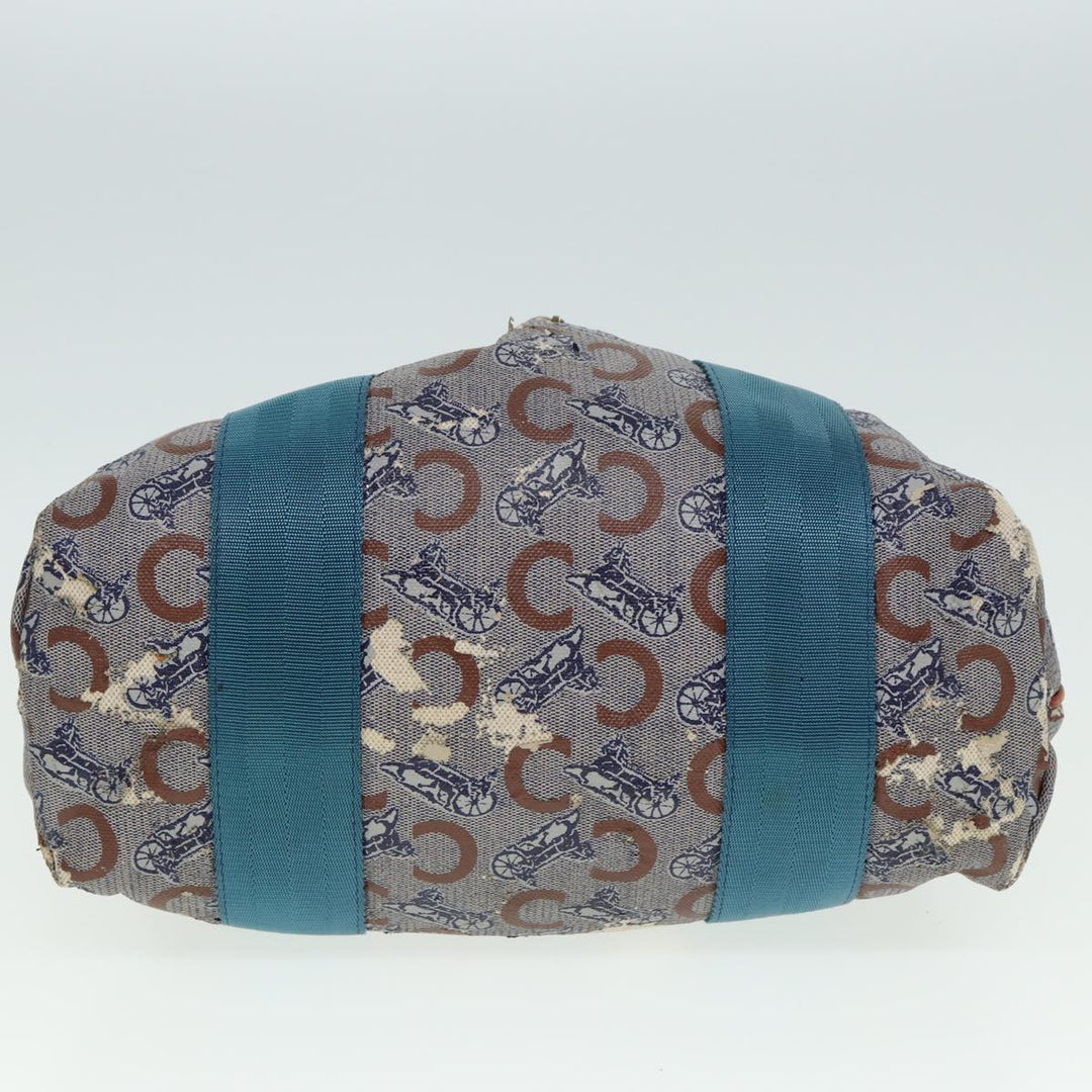 Celine C saluki Hand Bag Coated Canvas Gray Brown blue Auth 80171
