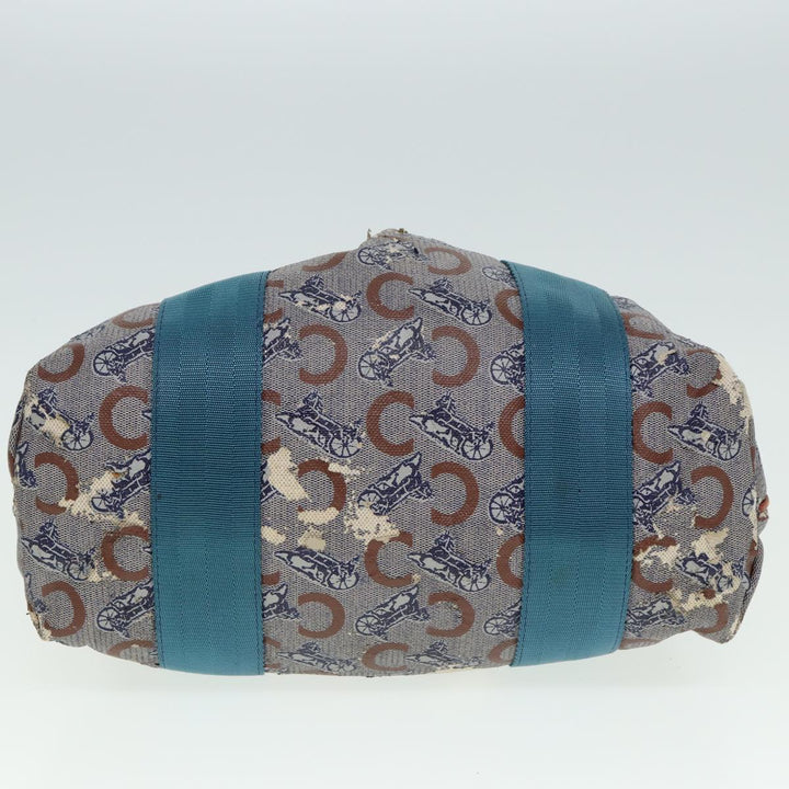 Celine C saluki Hand Bag Coated Canvas Gray Brown blue Auth 80171