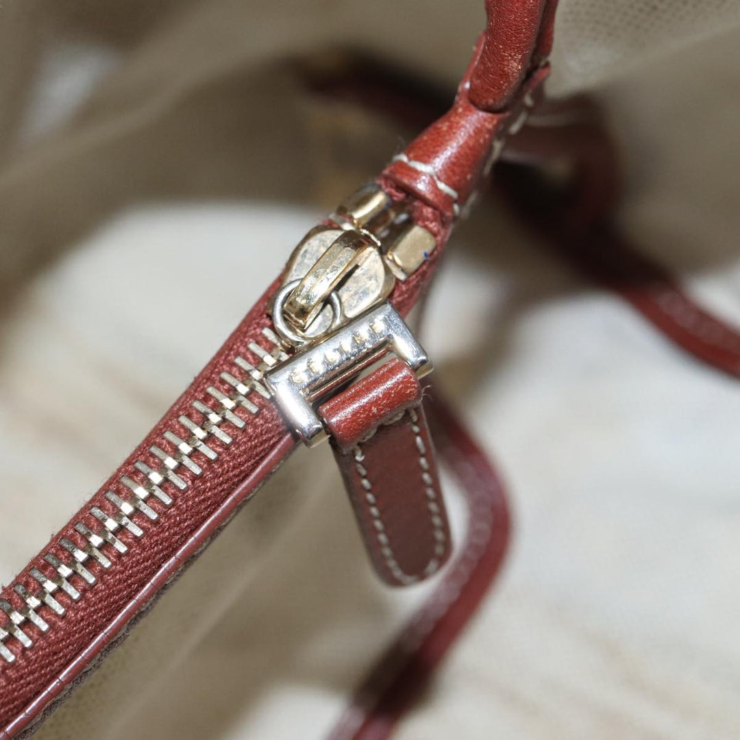 Celine C saluki Hand Bag Coated Canvas Gray Brown blue Auth 80171
