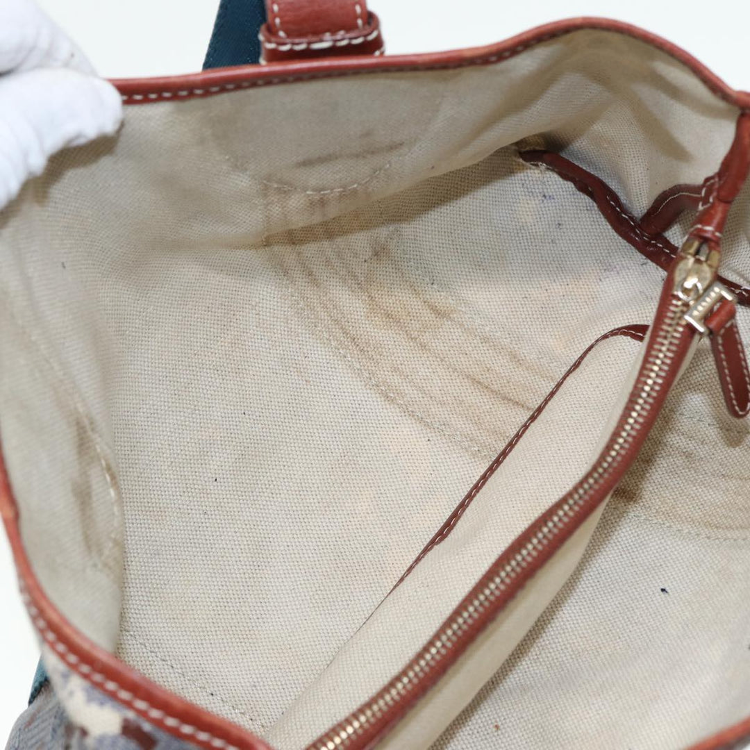 Celine C saluki Hand Bag Coated Canvas Gray Brown blue Auth 80171