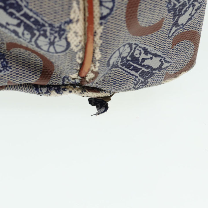 Celine C saluki Hand Bag Coated Canvas Gray Brown blue Auth 80171