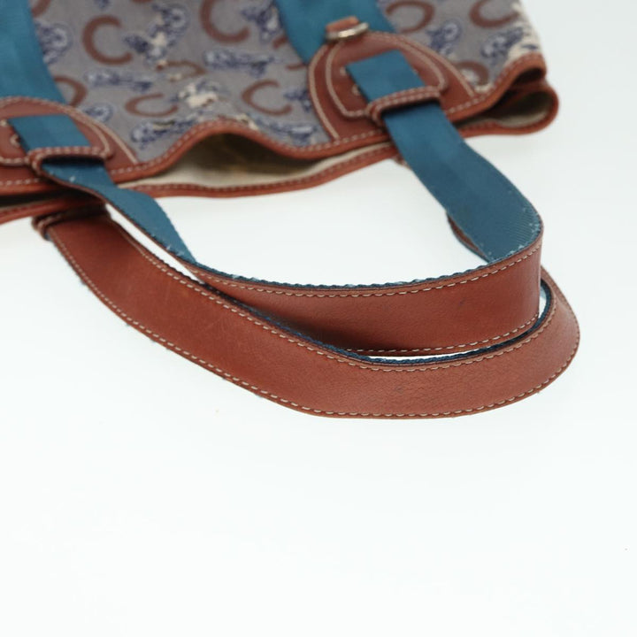 Celine C saluki Hand Bag Coated Canvas Gray Brown blue Auth 80171