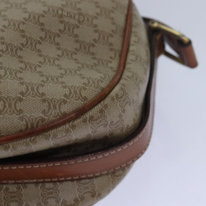 Celine Macadam Canvas Shoulder Bag PVC Leather Beige Auth 80230
