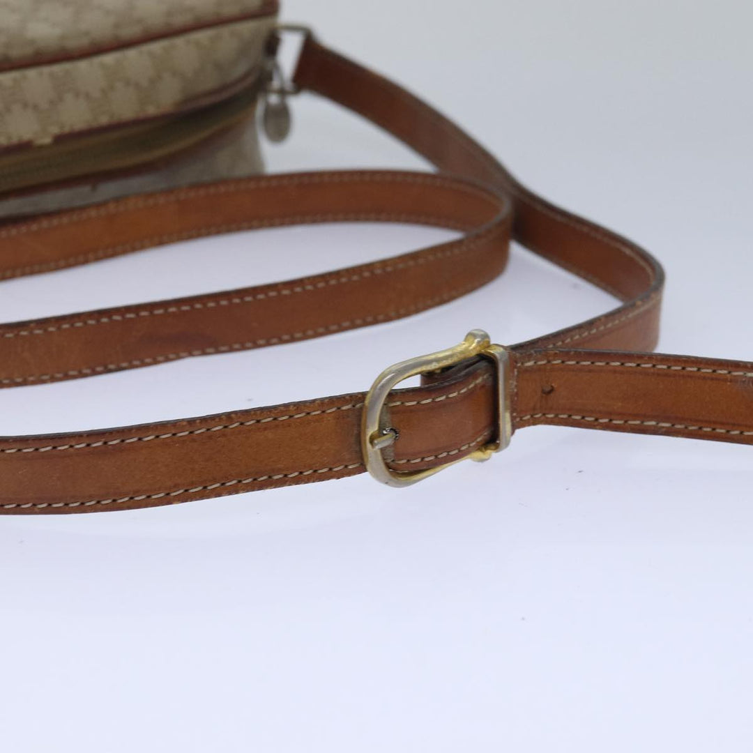 Celine Macadam Canvas Shoulder Bag PVC Leather Beige Auth 80230