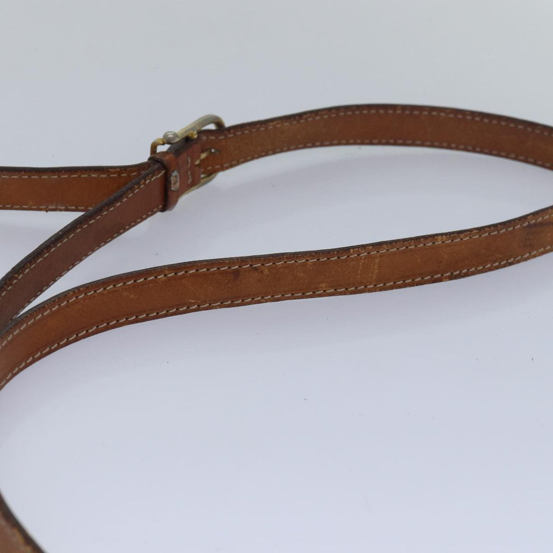 Celine Macadam Canvas Shoulder Bag PVC Leather Beige Auth 80230