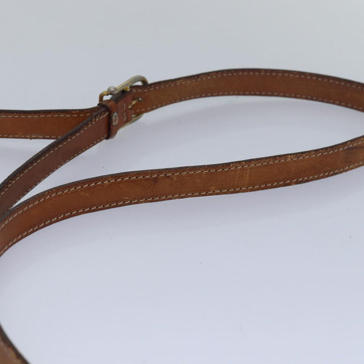 Celine Macadam Canvas Shoulder Bag PVC Leather Beige Auth 80230