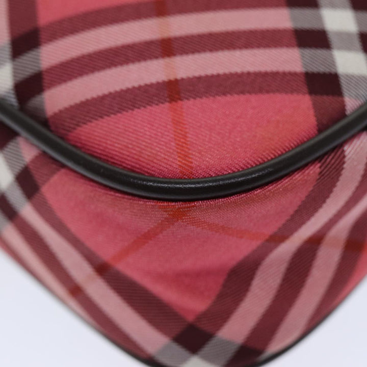 Burberry Nova Check Blue Label Hand Bag Nylon Red Auth 80234