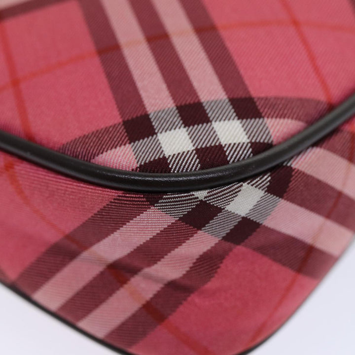 Burberry Nova Check Blue Label Hand Bag Nylon Red Auth 80234