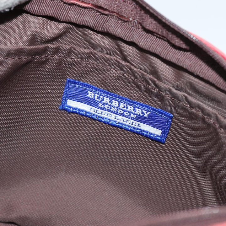 Burberry Nova Check Blue Label Hand Bag Nylon Red Auth 80234