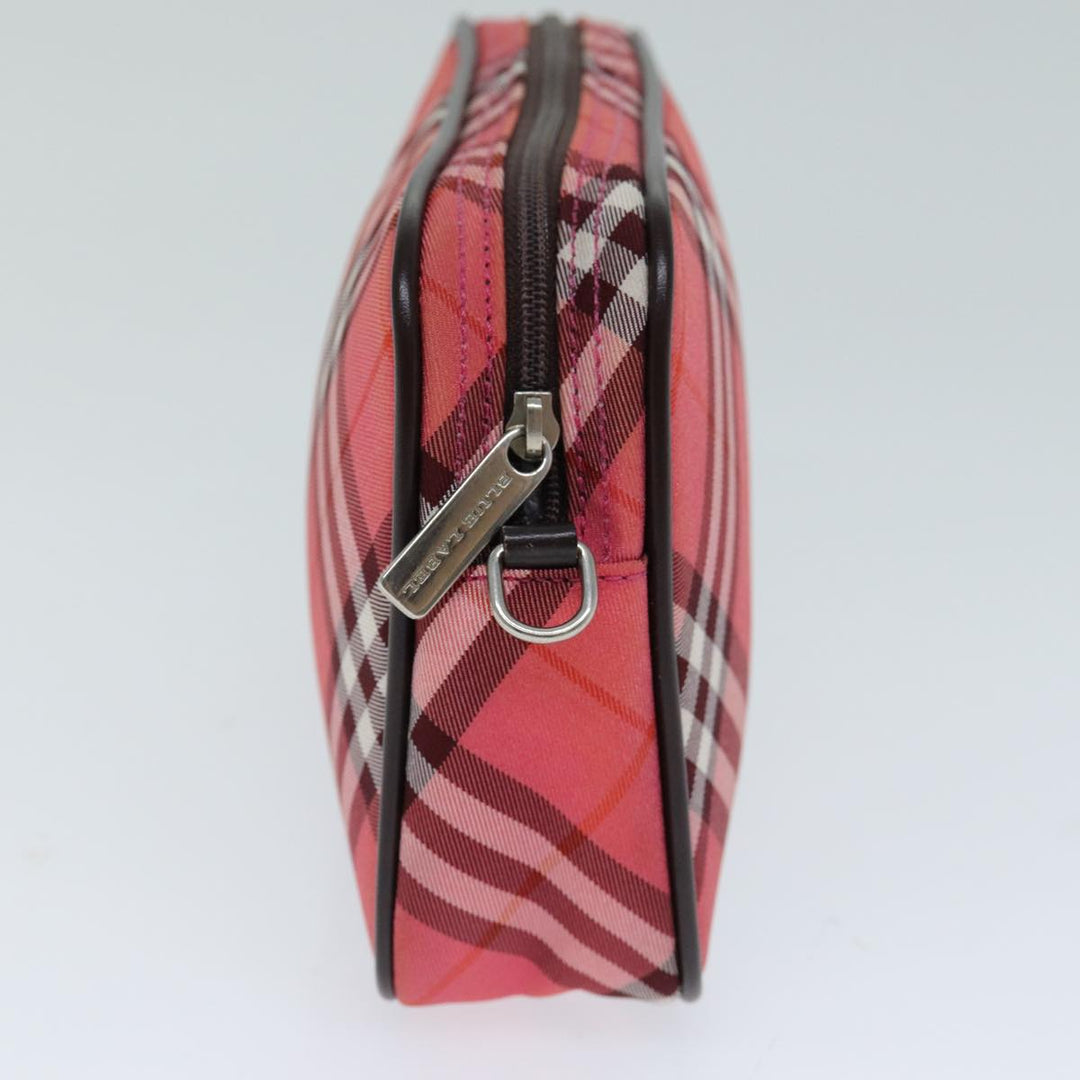 Burberry Nova Check Blue Label Hand Bag Nylon Red Auth 80234