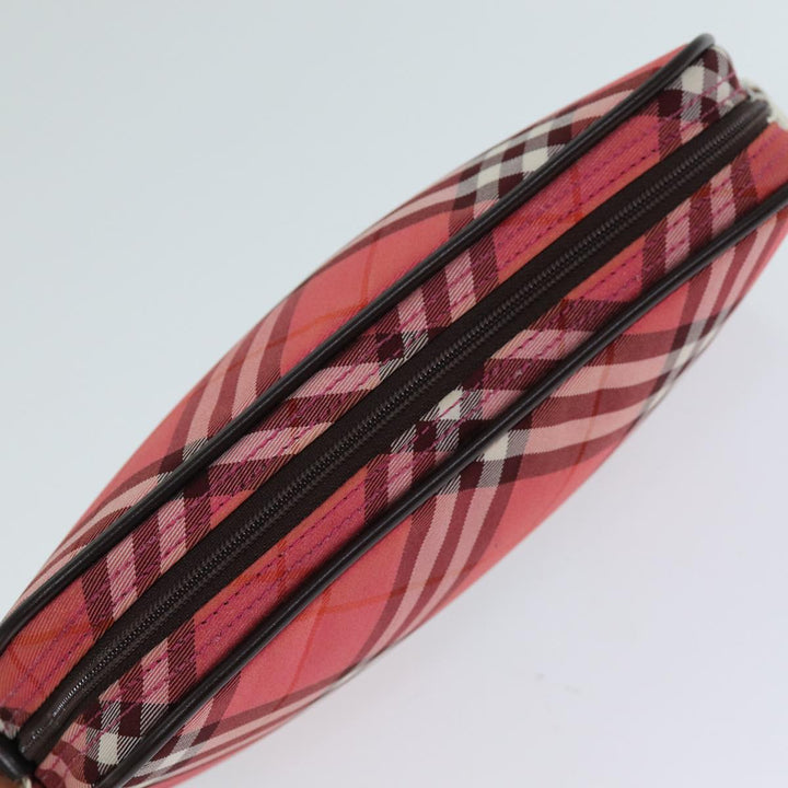 Burberry Nova Check Blue Label Hand Bag Nylon Red Auth 80234
