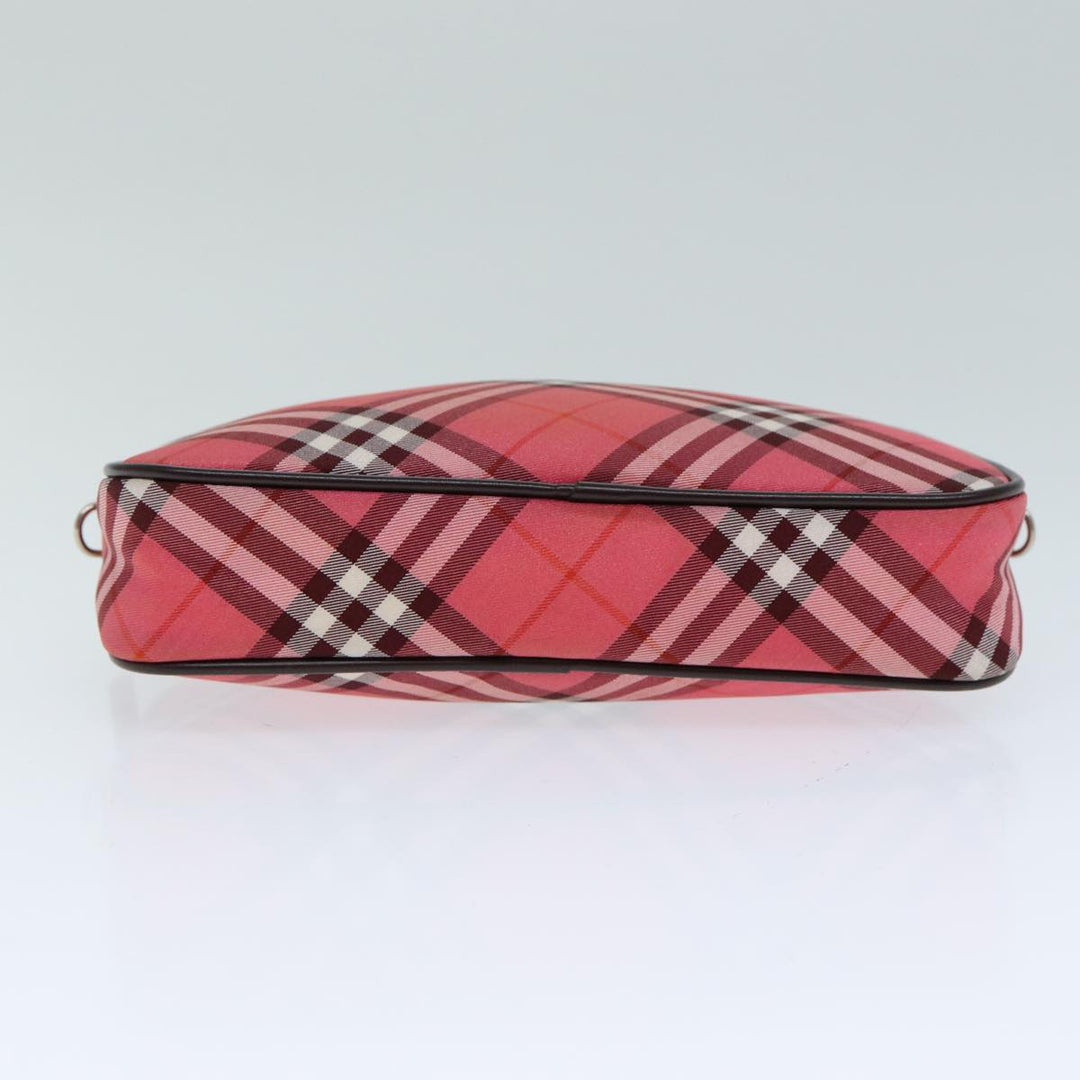Burberry Nova Check Blue Label Hand Bag Nylon Red Auth 80234
