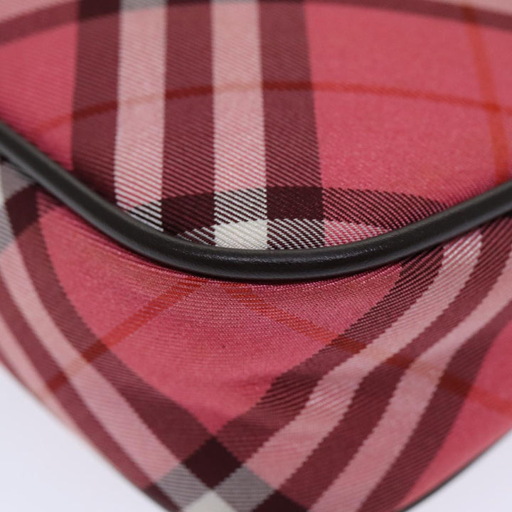 Burberry Nova Check Blue Label Hand Bag Nylon Red Auth 80234