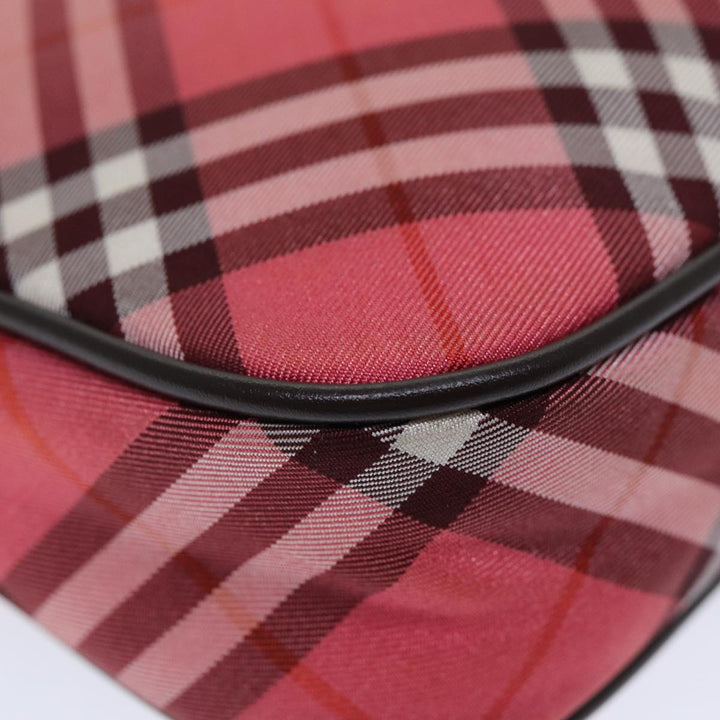 Burberry Nova Check Blue Label Hand Bag Nylon Red Auth 80234