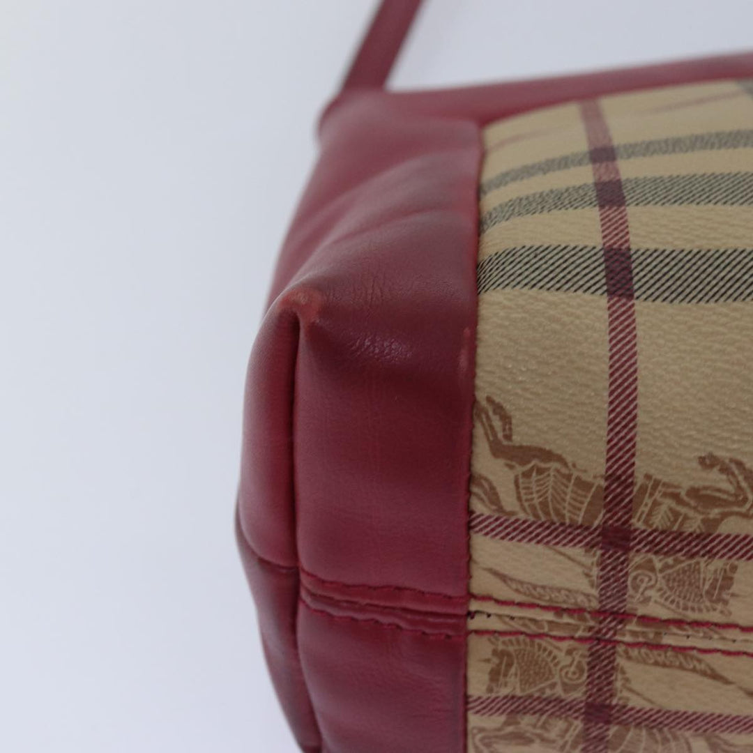 Burberry Nova Check Shoulder Bag PVC Leather Beige Red Auth 80259