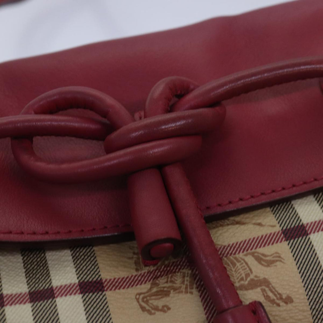 Burberry Nova Check Shoulder Bag PVC Leather Beige Red Auth 80259