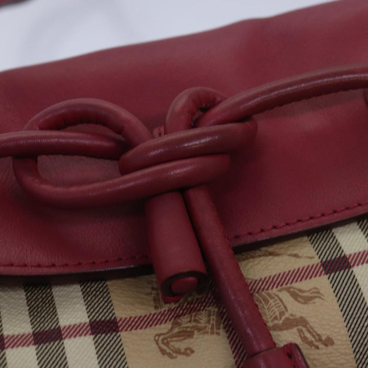 Burberry Nova Check Shoulder Bag PVC Leather Beige Red Auth 80259
