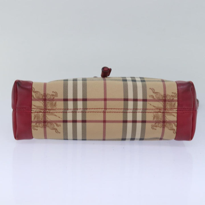 Burberry Nova Check Shoulder Bag PVC Leather Beige Red Auth 80259