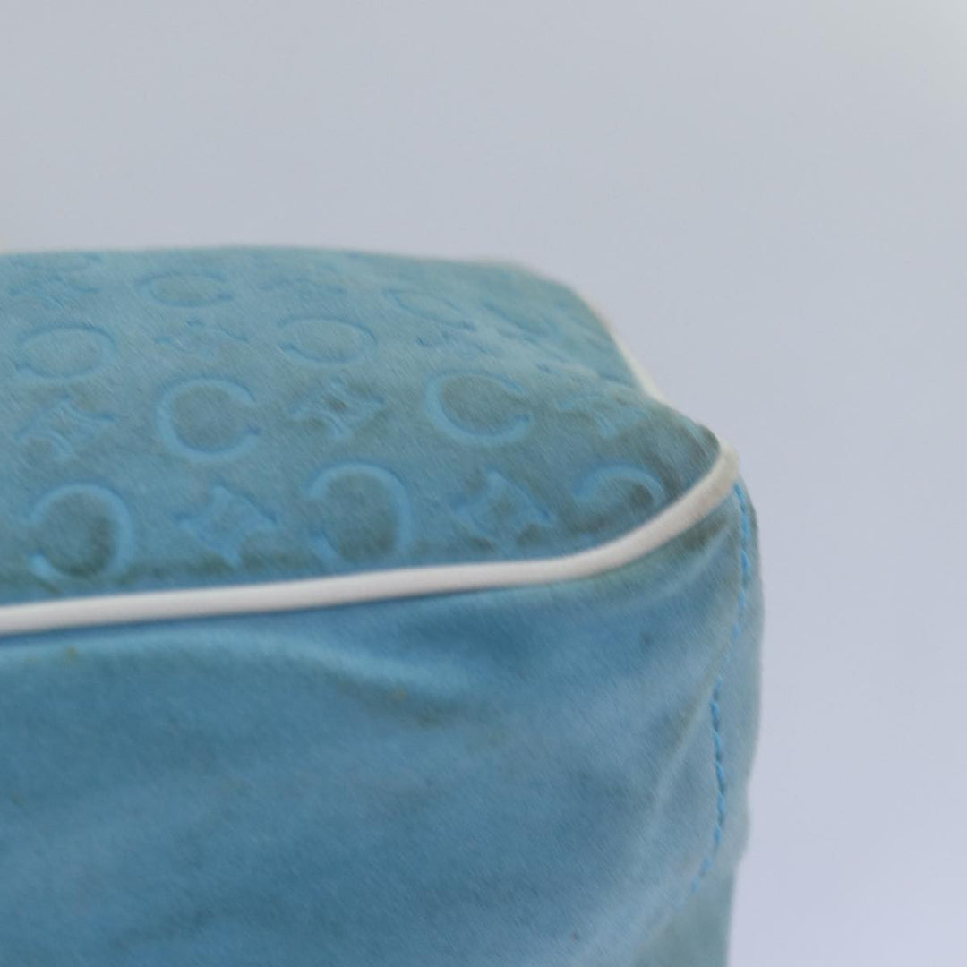 Celine C Macadam Canvas Hand Bag Suede Light Blue White Auth 80260