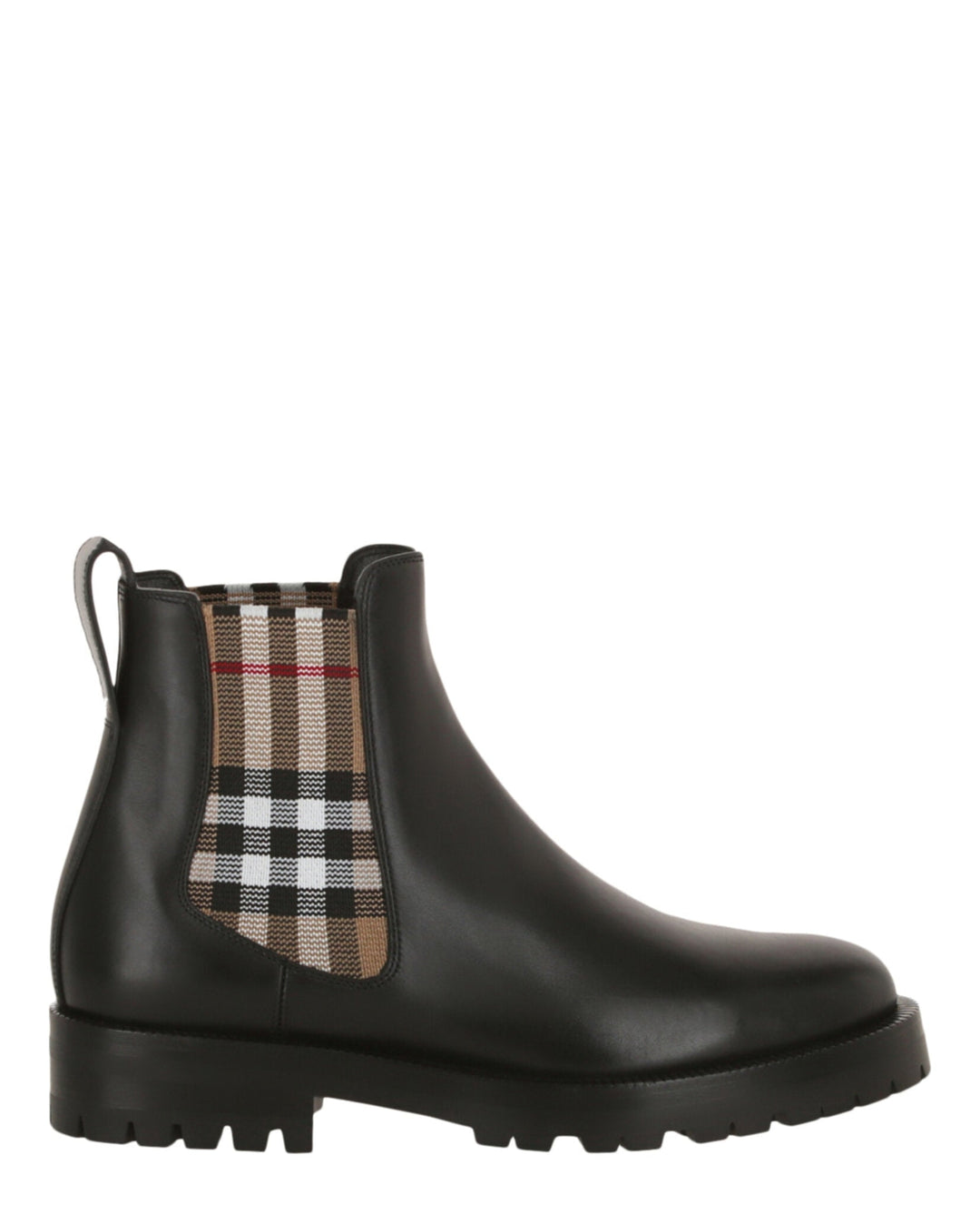 Burberry Womens Check Leather Ankle Boots