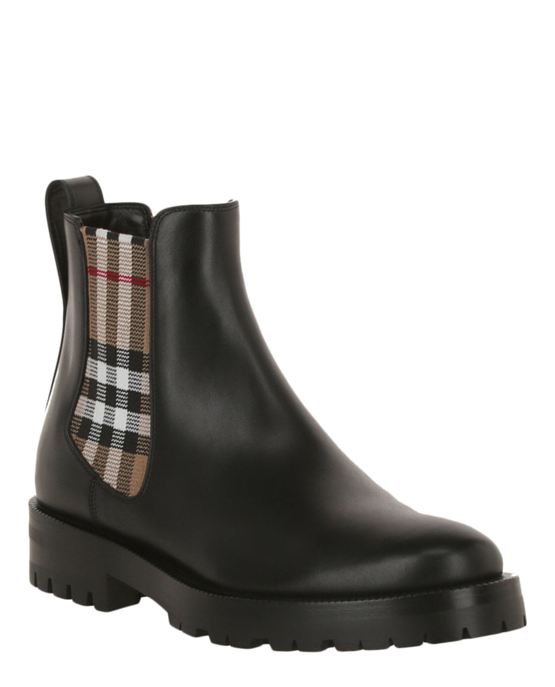Burberry Womens Check Leather Ankle Boots