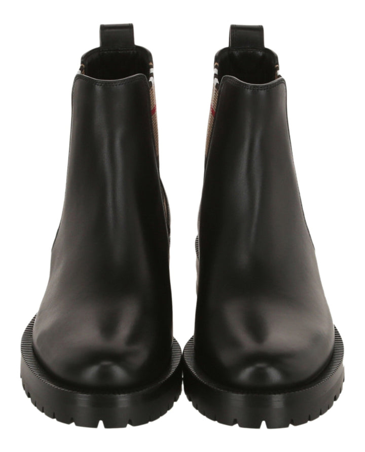 Burberry Womens Check Leather Ankle Boots