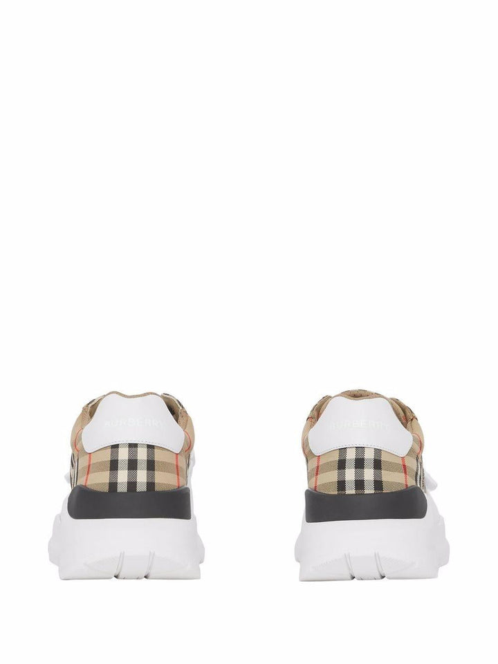 LEATHER AND FABRIC LOW-TOP SNEAKERS