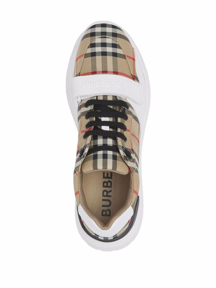 LEATHER AND FABRIC LOW-TOP SNEAKERS