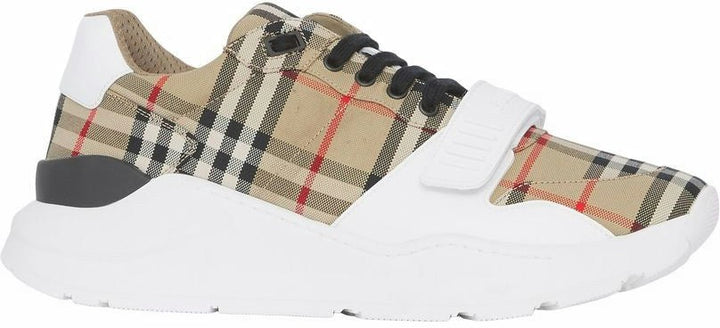 CHECK MOTIF LEATHER SNEAKERS