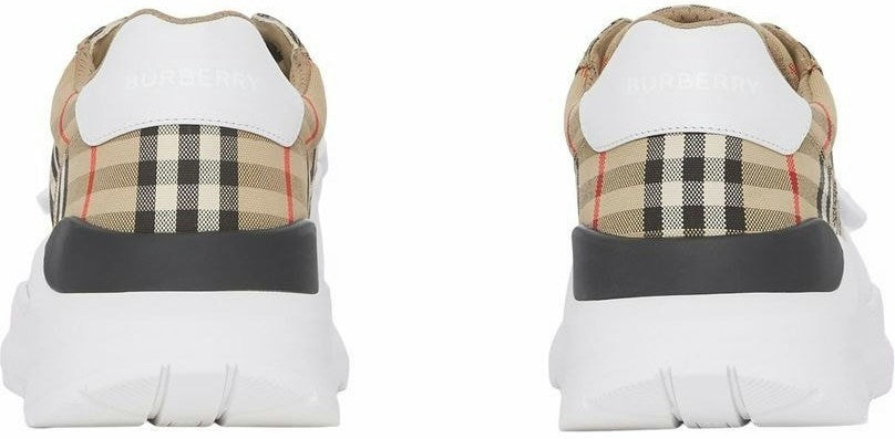 CHECK MOTIF LEATHER SNEAKERS