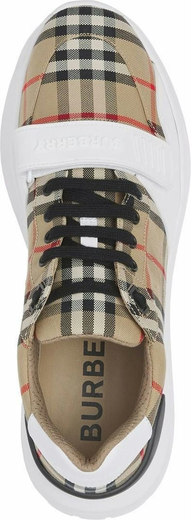 CHECK MOTIF LEATHER SNEAKERS