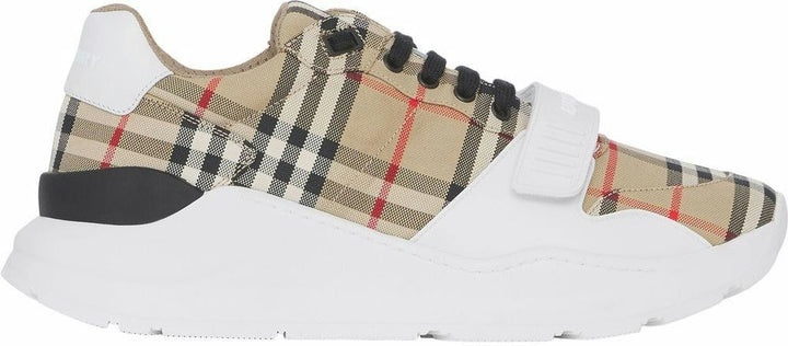 CHECK MOTIF LEATHER SNEAKERS