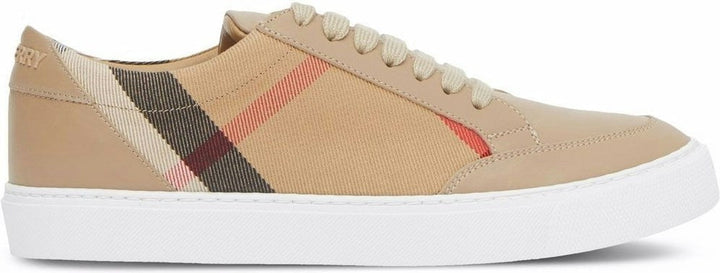 CHECK MOTIF LEATHER SNEAKERS