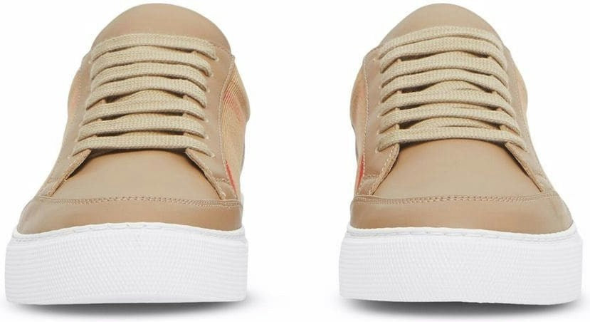 CHECK MOTIF LEATHER SNEAKERS