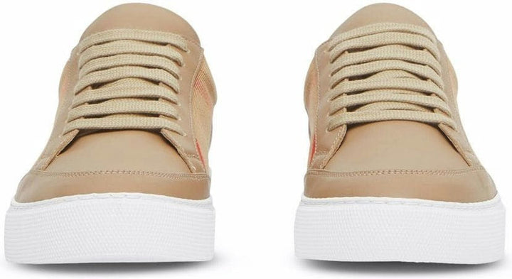 CHECK MOTIF LEATHER SNEAKERS