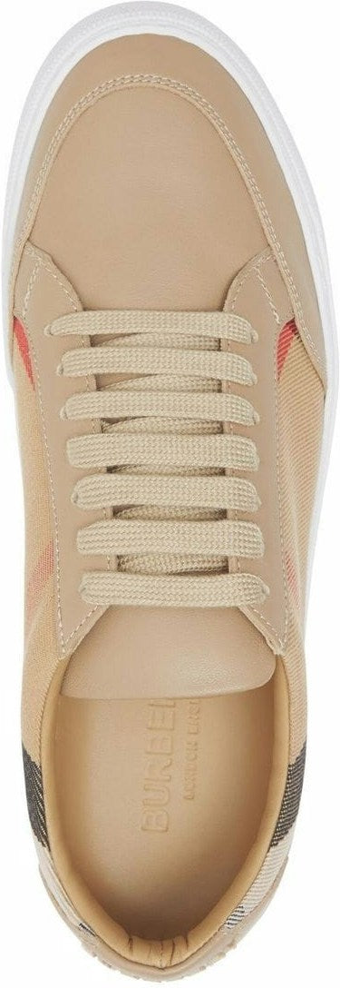CHECK MOTIF LEATHER SNEAKERS